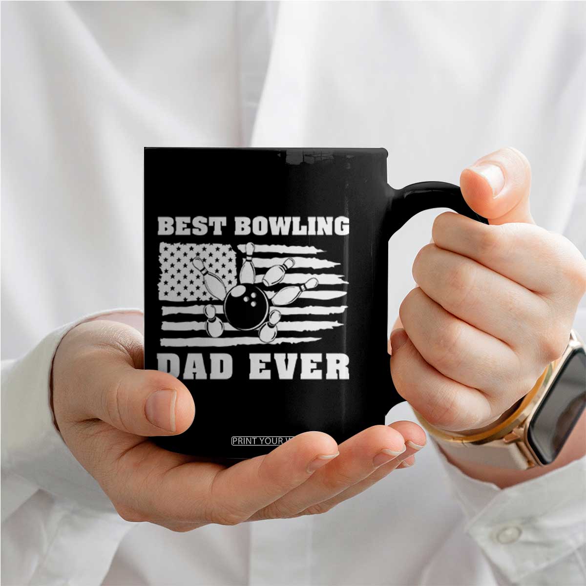 Best Bowling Dad Ever Coffee Mug American Flag Patriotic Bowler Gift TS12 Print Your Wear
