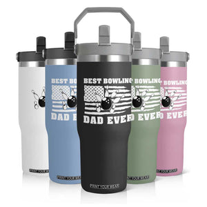 Best Bowling Dad Ever Flip Straw Tumbler American Flag Patriotic Bowler Gift TS12 Print Your Wear