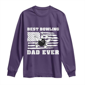 Best Bowling Dad Ever Long Sleeve Shirt American Flag Patriotic Bowler Gift TS12 Purple Print Your Wear