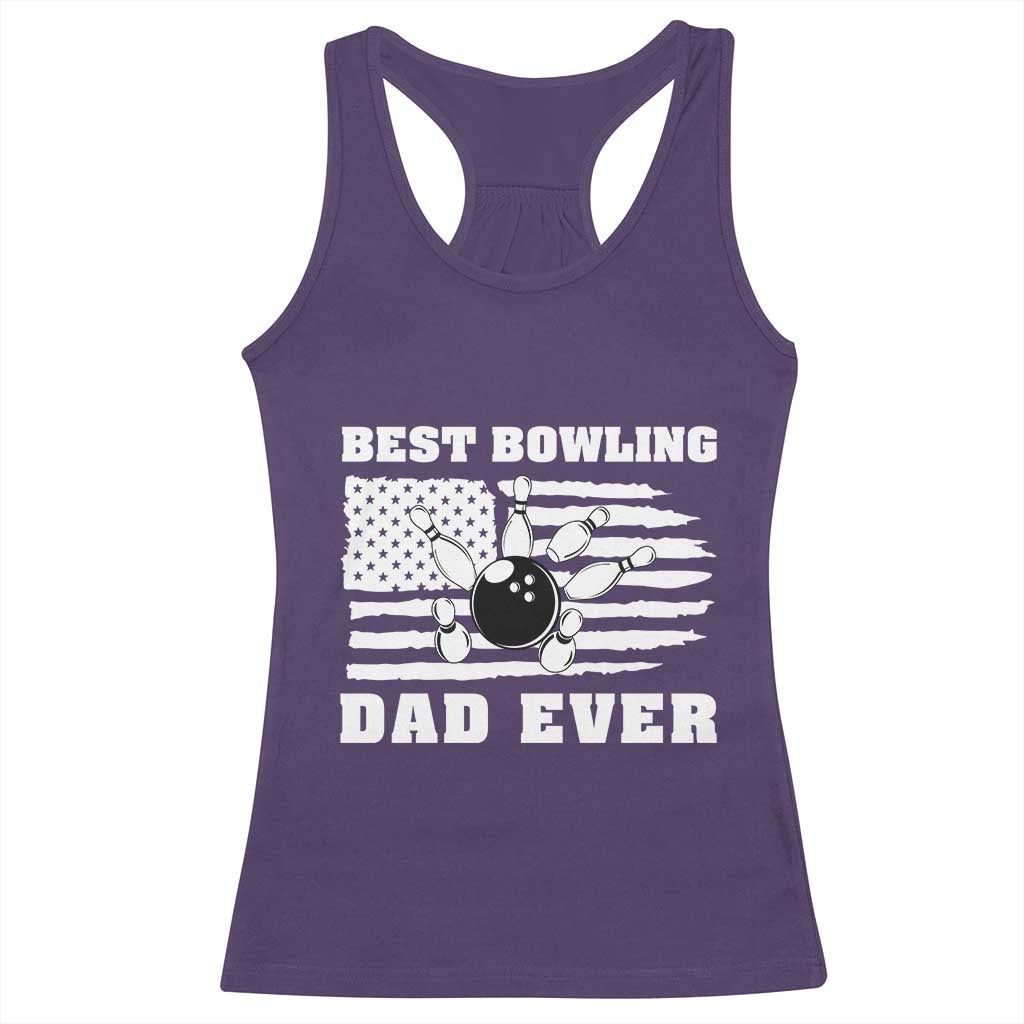 Best Bowling Dad Ever Racerback Tank Top American Flag Patriotic Bowler Gift TS12 Purple Print Your Wear