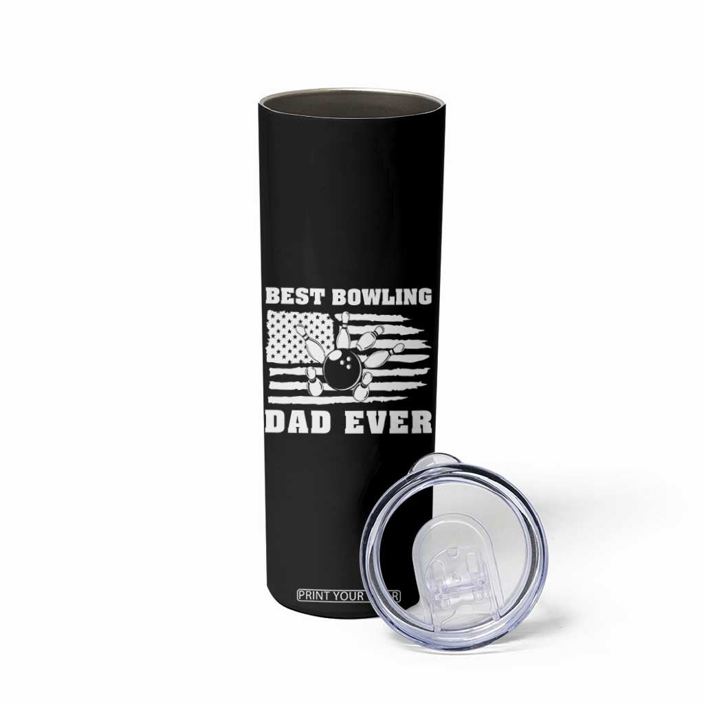 Best Bowling Dad Ever Skinny Tumbler American Flag Patriotic Bowler Gift TS12 Print Your Wear