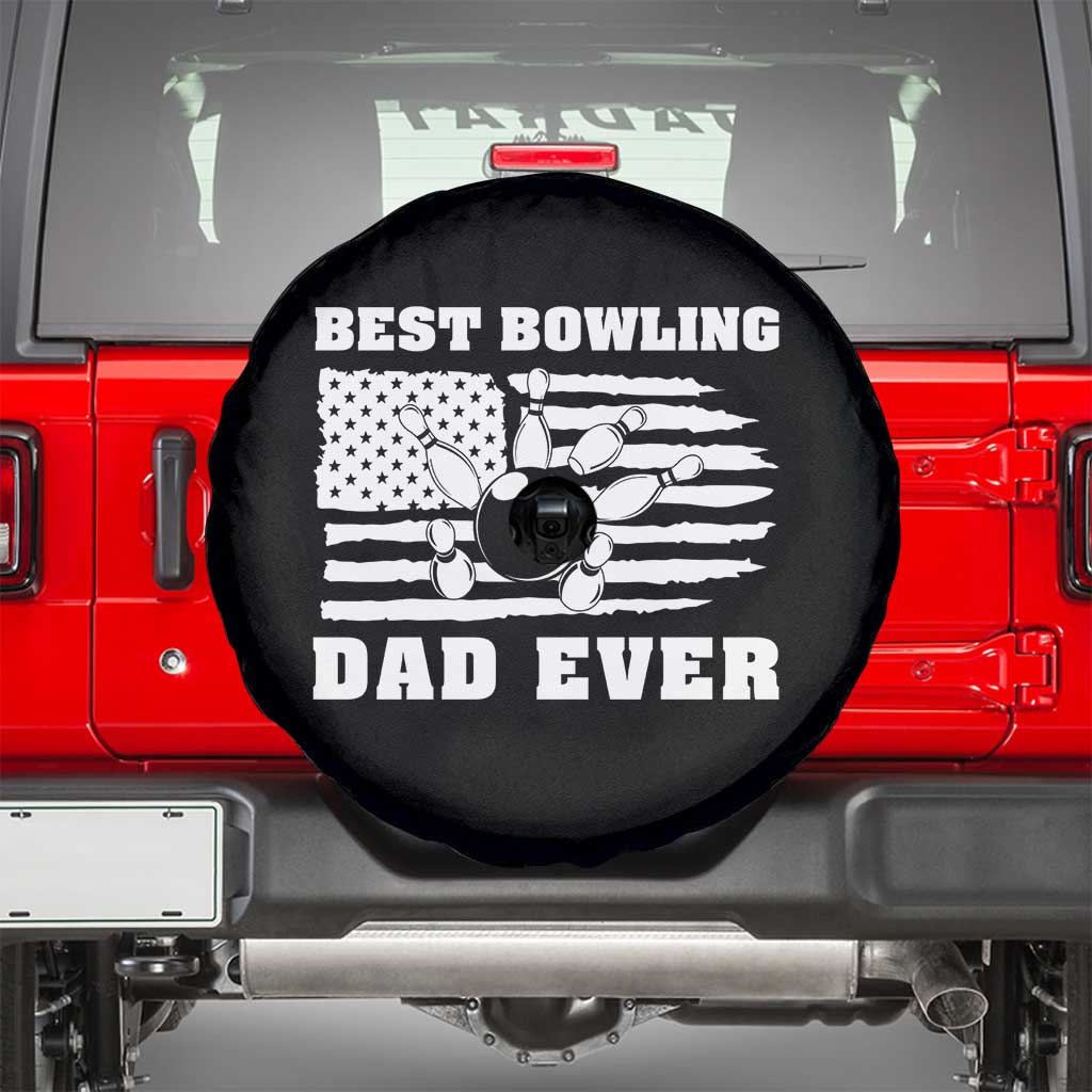 Best Bowling Dad Ever Spare Tire Cover American Flag Patriotic Bowler Gift TS12 Black Print Your Wear