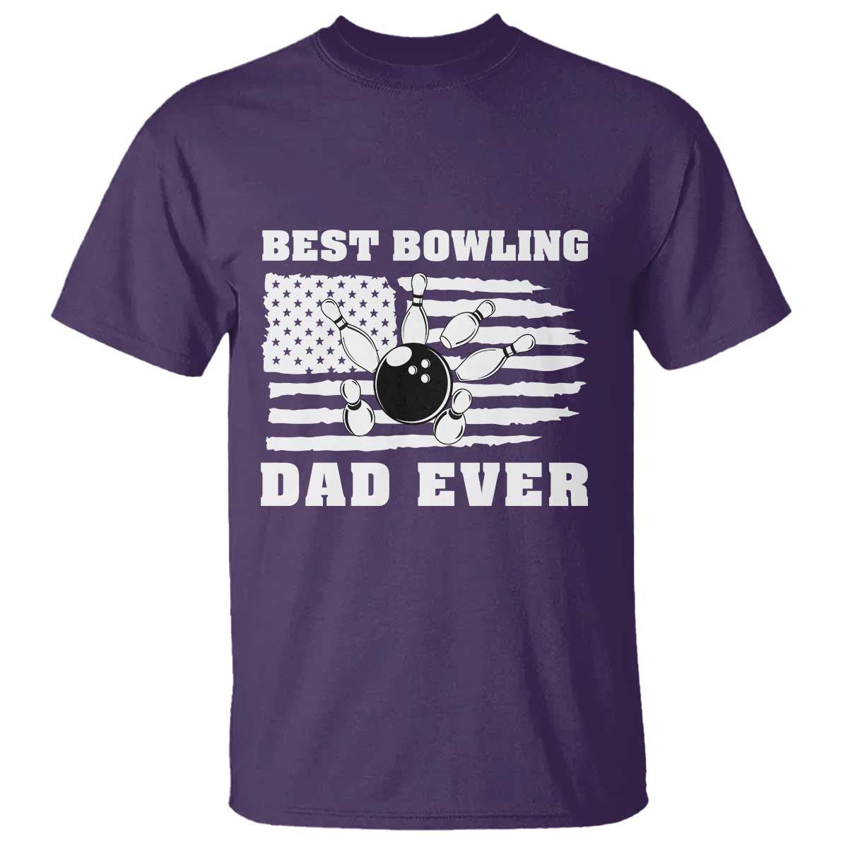 Best Bowling Dad Ever T Shirt American Flag Patriotic Bowler Gift TS12 Purple Print Your Wear