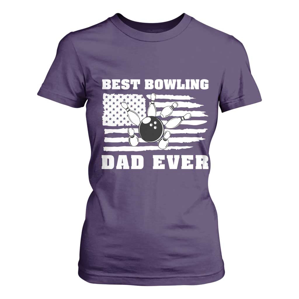 Best Bowling Dad Ever T Shirt For Women American Flag Patriotic Bowler Gift TS12 Purple Print Your Wear