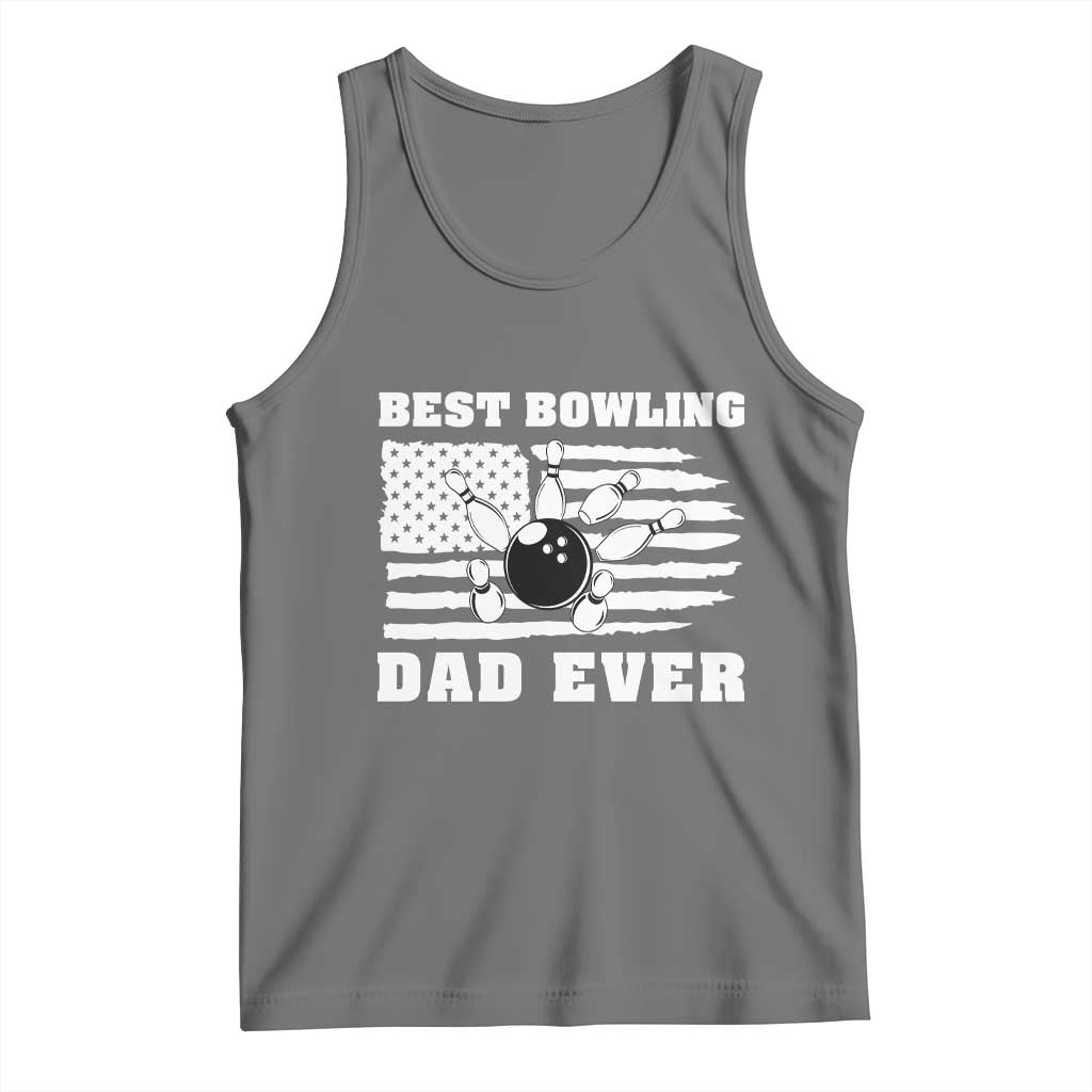 Best Bowling Dad Ever Tank Top American Flag Patriotic Bowler Gift TS12 Black Heather Print Your Wear