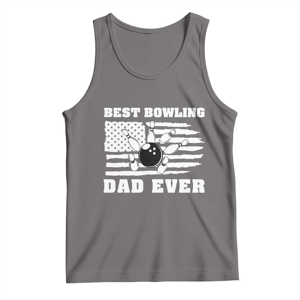 Best Bowling Dad Ever Tank Top American Flag Patriotic Bowler Gift TS12 Deep Heather Print Your Wear