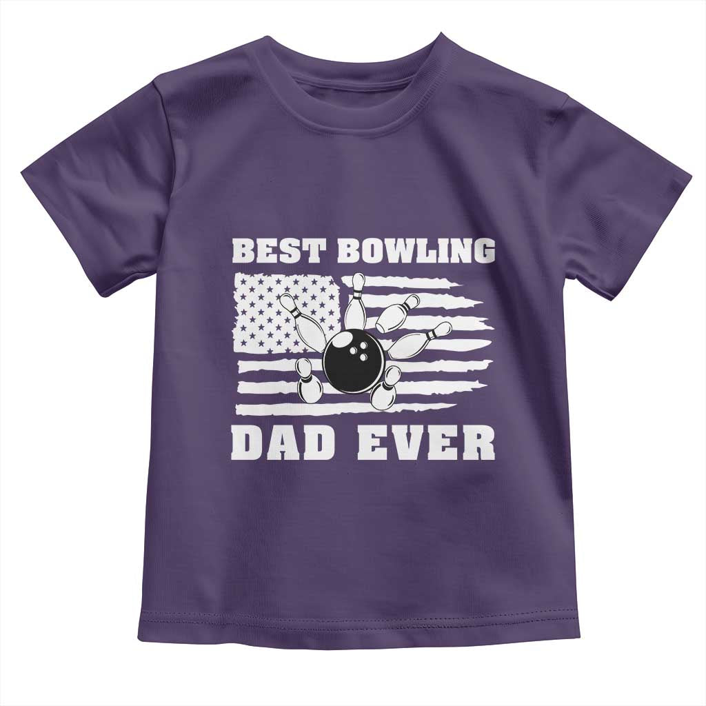 Best Bowling Dad Ever Toddler T Shirt American Flag Patriotic Bowler Gift TS12 Purple Print Your Wear