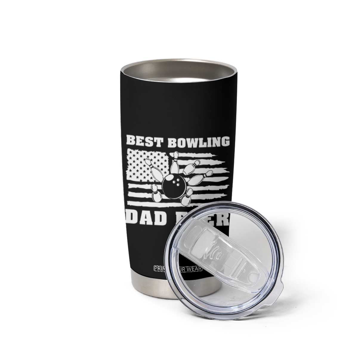 Best Bowling Dad Ever Tumbler Cup American Flag Patriotic Bowler Gift TS12 Print Your Wear