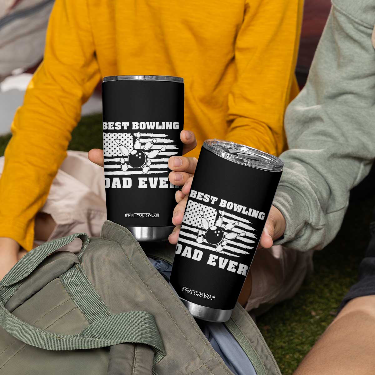 Best Bowling Dad Ever Tumbler Cup American Flag Patriotic Bowler Gift TS12 Print Your Wear