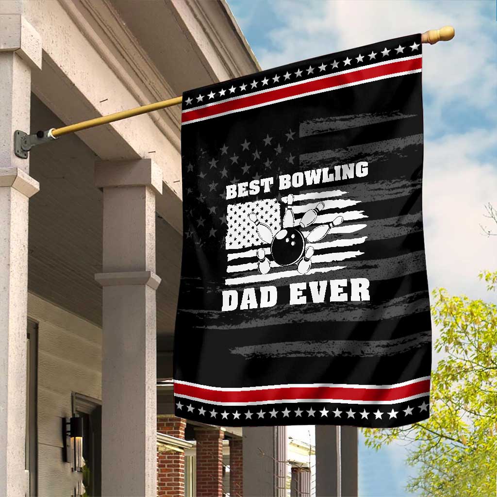 Best Bowling Dad Ever Garden Flag American Flag Patriotic Bowler Gift TS12 Distressed Black Red Print Your Wear