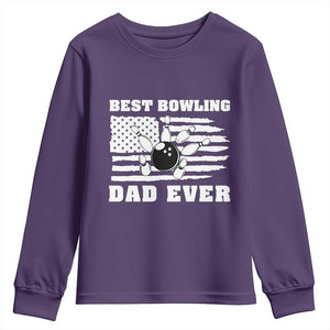 Best Bowling Dad Ever Youth Sweatshirt American Flag Patriotic Bowler Gift TS12 Purple Print Your Wear