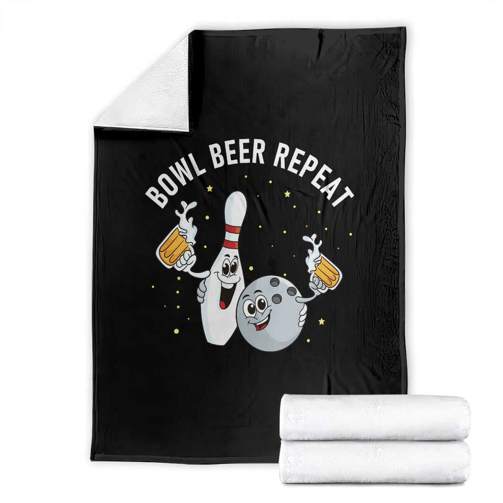 Funny Bowling Beer Lover Gift Throw Blanket Bowl Beer Repeat - Print Your Wear