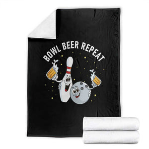 Funny Bowling Beer Lover Gift Throw Blanket Bowl Beer Repeat - Print Your Wear