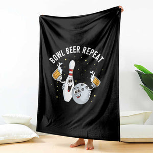 Funny Bowling Beer Lover Gift Throw Blanket Bowl Beer Repeat - Print Your Wear