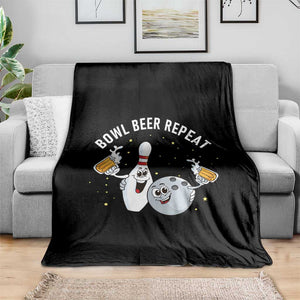 Funny Bowling Beer Lover Gift Throw Blanket Bowl Beer Repeat - Print Your Wear