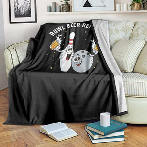Funny Bowling Beer Lover Gift Throw Blanket Bowl Beer Repeat - Print Your Wear