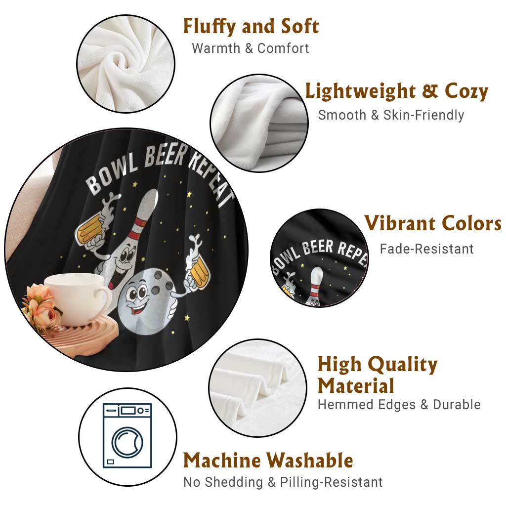 Funny Bowling Beer Lover Gift Throw Blanket Bowl Beer Repeat TS12 Print Your Wear
