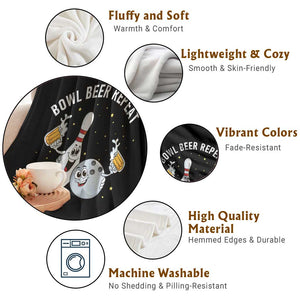 Funny Bowling Beer Lover Gift Throw Blanket Bowl Beer Repeat TS12 Print Your Wear