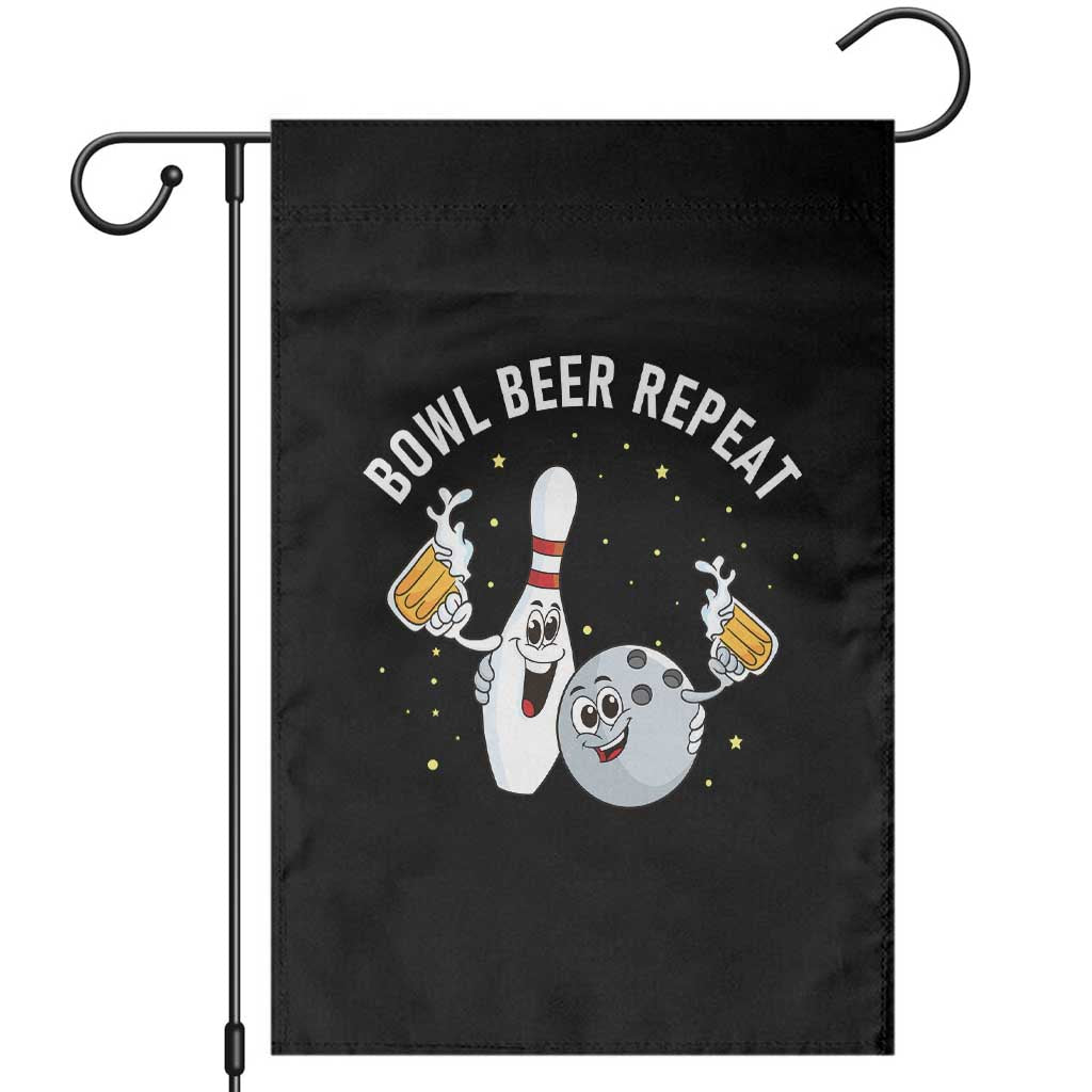 Funny Bowling Beer Lover Gift Garden Flag Bowl Beer Repeat - Print Your Wear