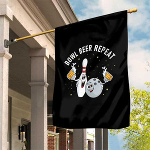 Funny Bowling Beer Lover Gift Garden Flag Bowl Beer Repeat - Print Your Wear