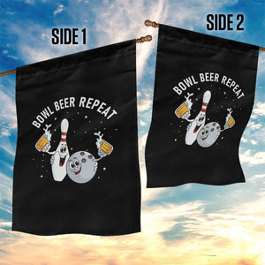 Funny Bowling Beer Lover Gift Garden Flag Bowl Beer Repeat - Print Your Wear