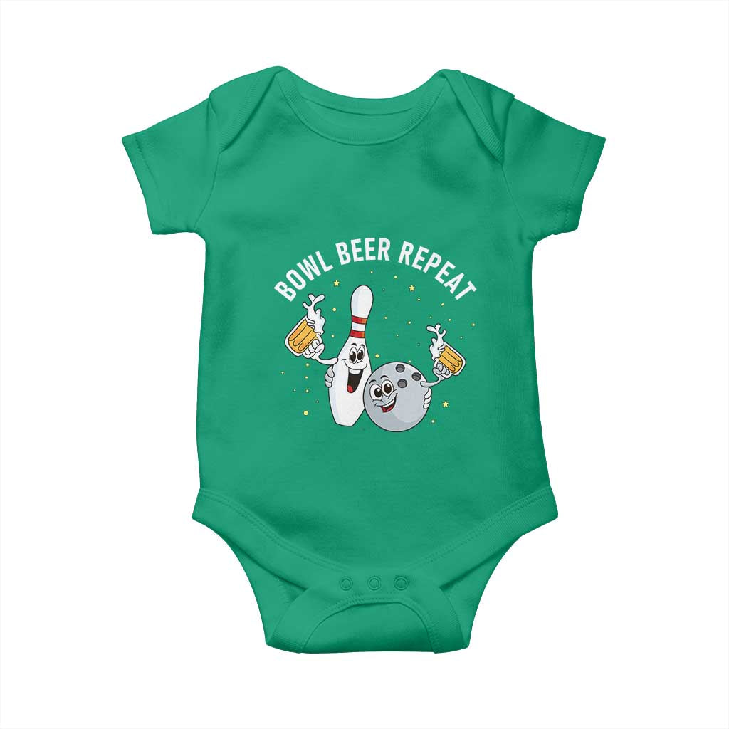 Funny Bowling Beer Lover Gift Baby Onesie Bowl Beer Repeat TS12 Irish Green Print Your Wear