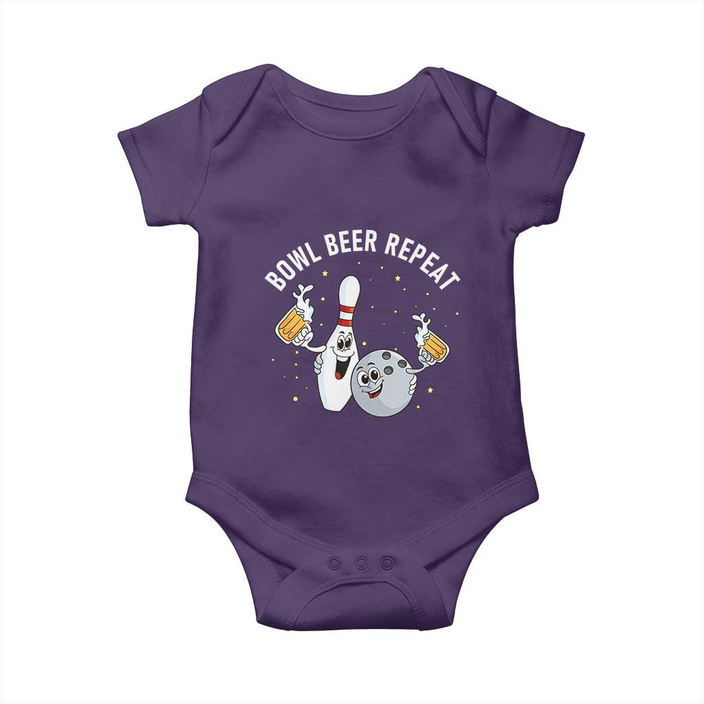 Funny Bowling Beer Lover Gift Baby Onesie Bowl Beer Repeat TS12 Purple Print Your Wear