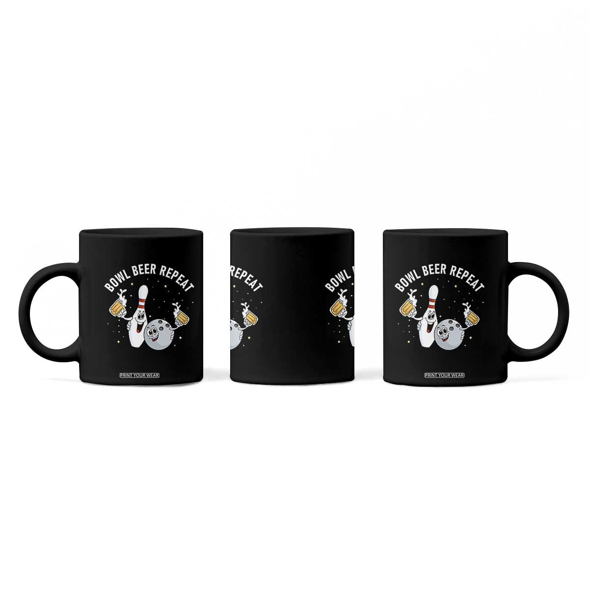 Funny Bowling Beer Lover Gift Coffee Mug Bowl Beer Repeat TS12 Print Your Wear