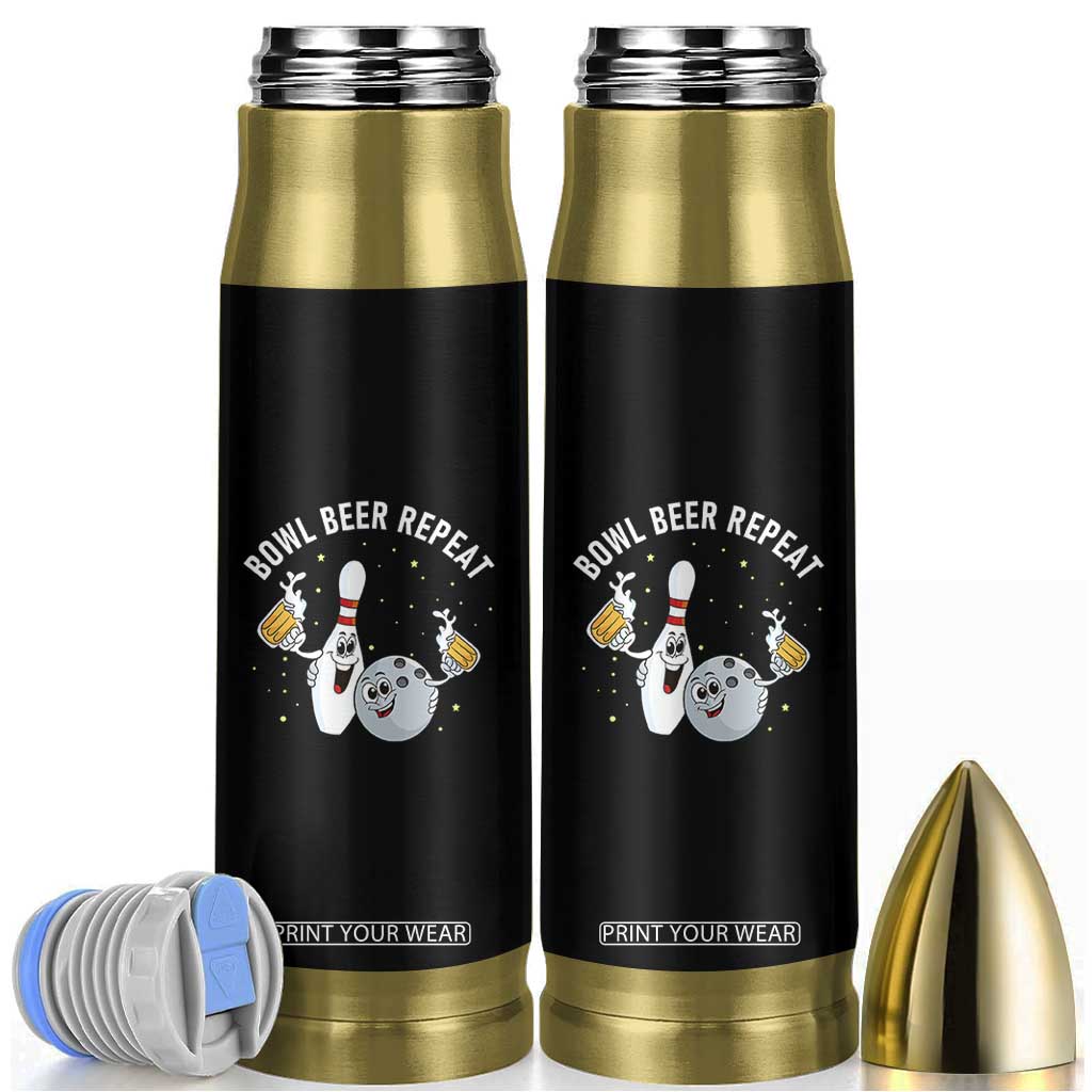 Funny Bowling Beer Lover Gift Bullet Tumbler Bowl Beer Repeat - Print Your Wear
