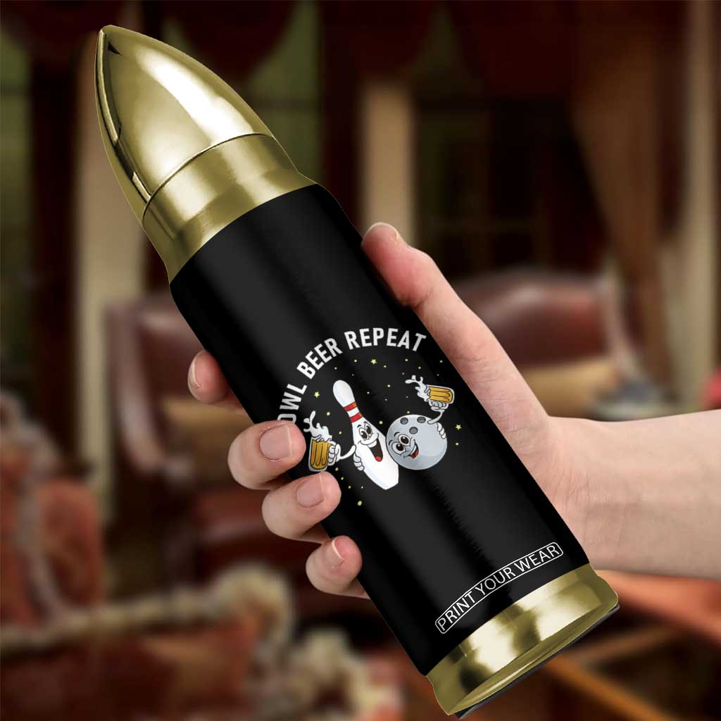Funny Bowling Beer Lover Gift Bullet Tumbler Bowl Beer Repeat - Print Your Wear