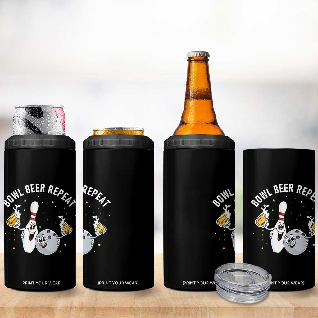 Funny Bowling Beer Lover Gift 4 in 1 Can Cooler Tumbler Bowl Beer Repeat TS12 Print Your Wear