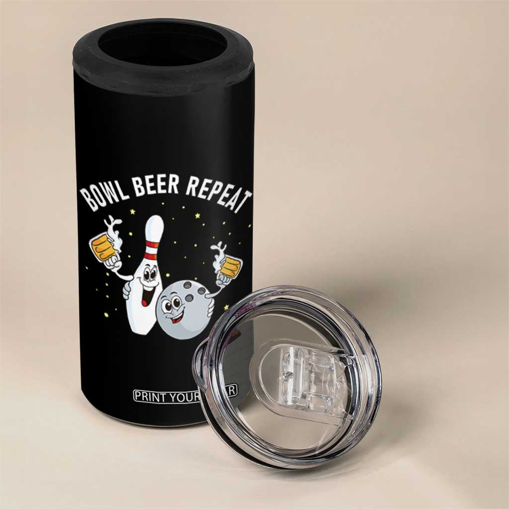 Funny Bowling Beer Lover Gift 4 in 1 Can Cooler Tumbler Bowl Beer Repeat TS12 Print Your Wear