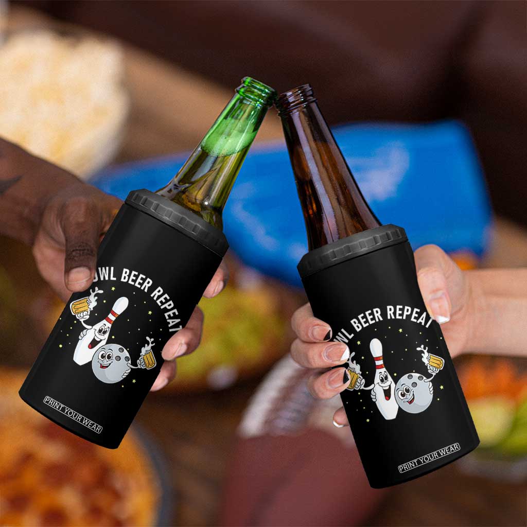 Funny Bowling Beer Lover Gift 4 in 1 Can Cooler Tumbler Bowl Beer Repeat TS12 Print Your Wear