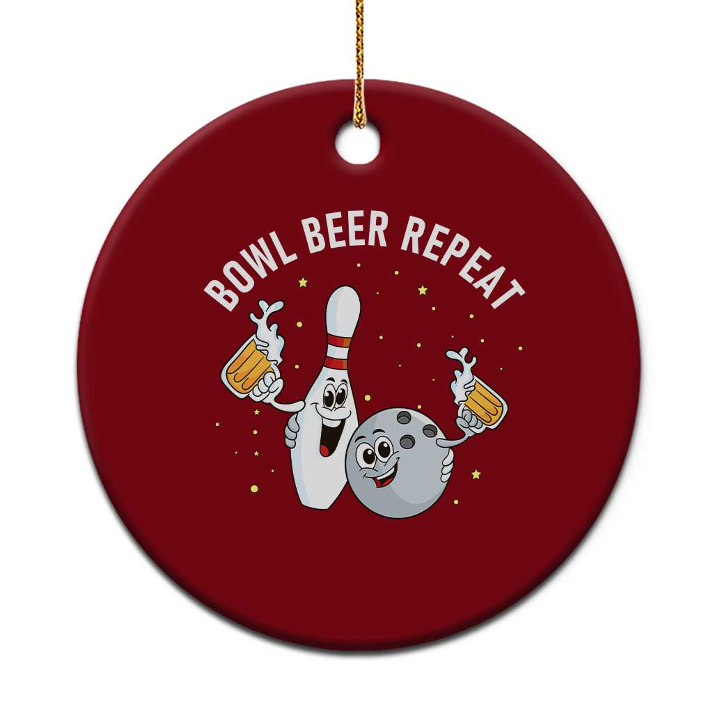 Funny Bowling Beer Lover Gift Ceramic Ornament Bowl Beer Repeat TS12 1pc Red Print Your Wear