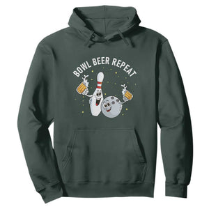 Funny Bowling Beer Lover Gift Hoodie Bowl Beer Repeat TS12 Dark Forest Green Print Your Wear