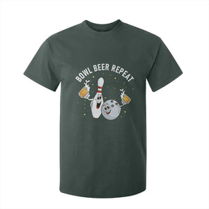 Funny Bowling Beer Lover Gift T Shirt For Kid Bowl Beer Repeat TS12 Dark Forest Green Print Your Wear