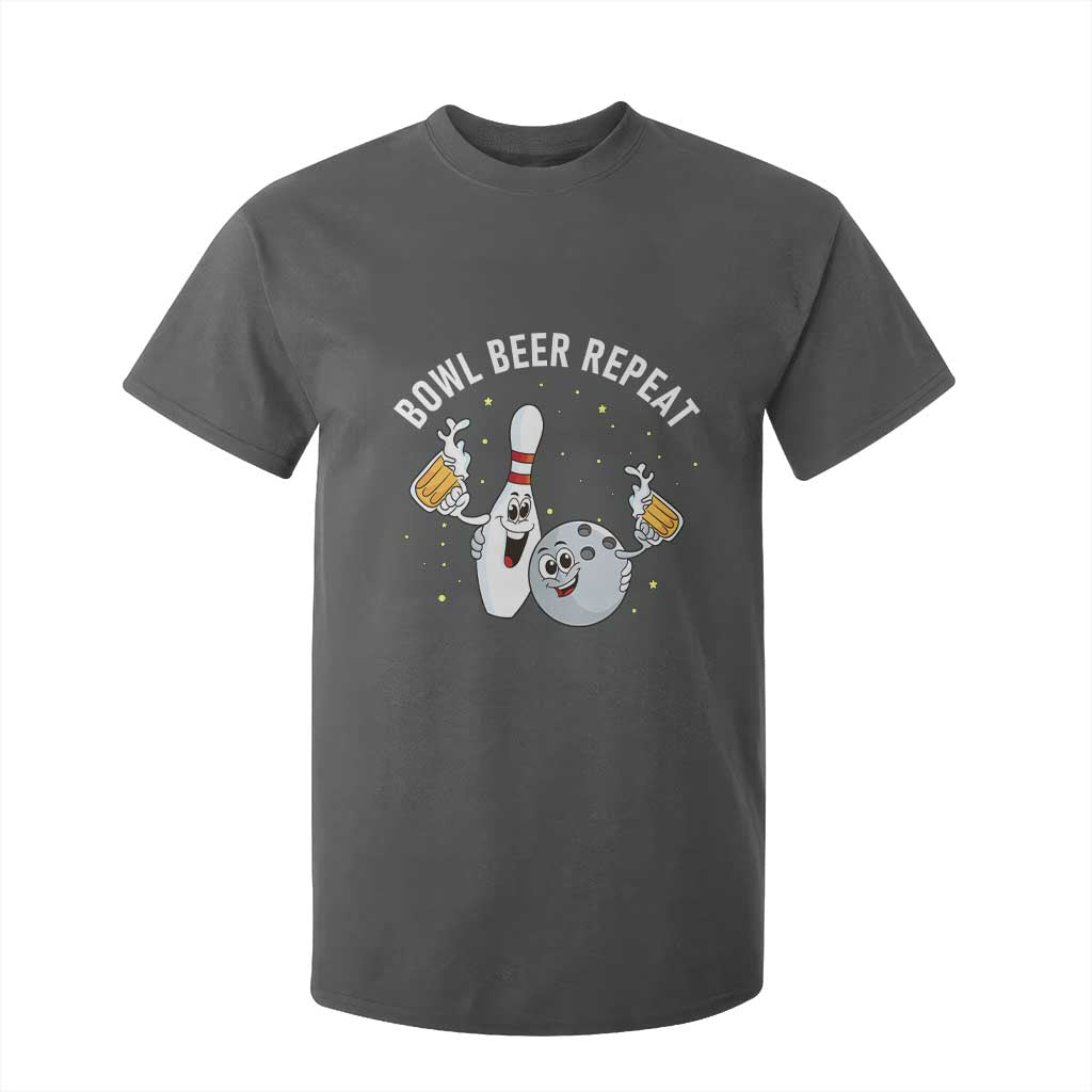 Funny Bowling Beer Lover Gift T Shirt For Kid Bowl Beer Repeat TS12 Dark Heather Print Your Wear