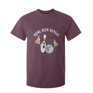 Funny Bowling Beer Lover Gift T Shirt For Kid Bowl Beer Repeat TS12 Maroon Print Your Wear