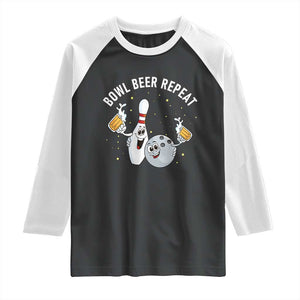 Funny Bowling Beer Lover Gift Raglan Shirt Bowl Beer Repeat TS12 Black White Print Your Wear