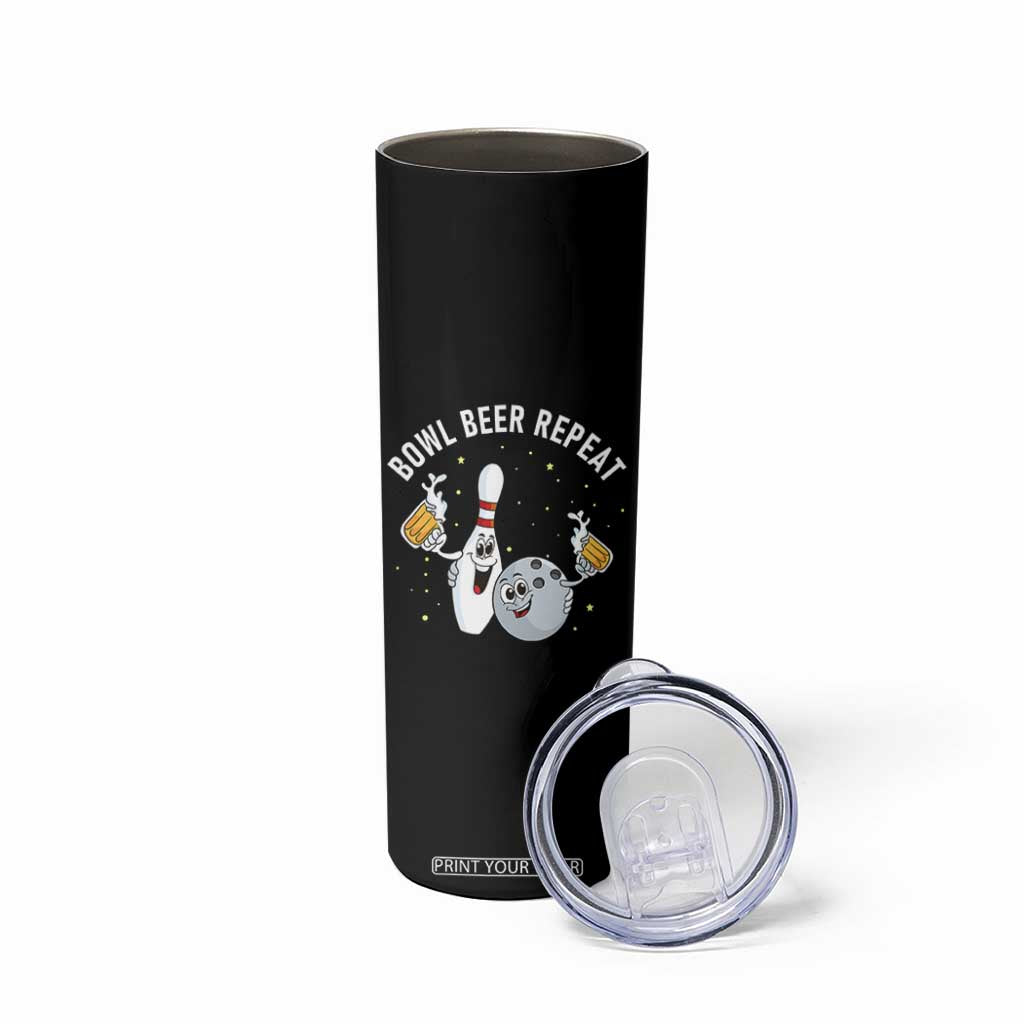 Funny Bowling Beer Lover Gift Skinny Tumbler Bowl Beer Repeat TS12 Print Your Wear