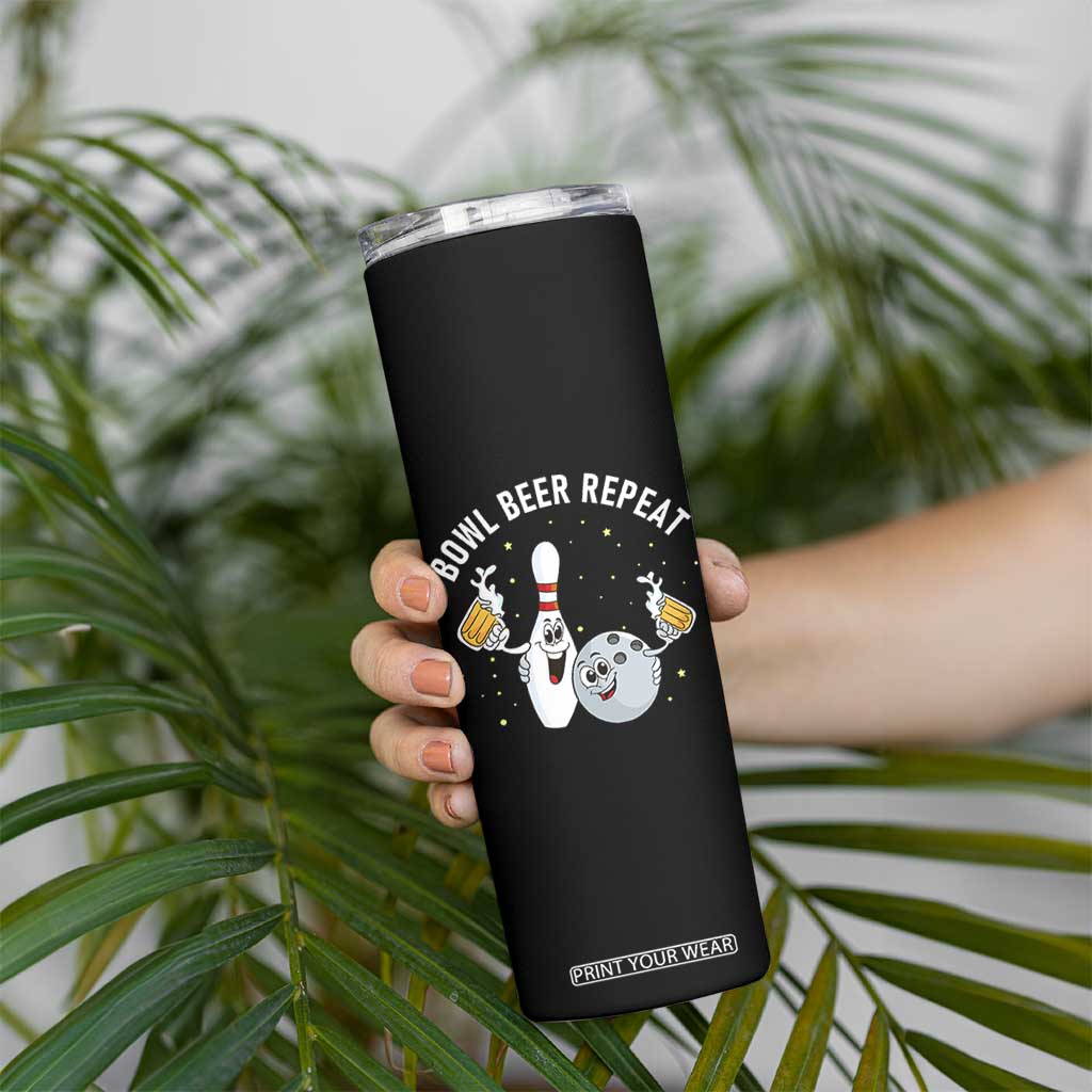 Funny Bowling Beer Lover Gift Skinny Tumbler Bowl Beer Repeat TS12 Print Your Wear