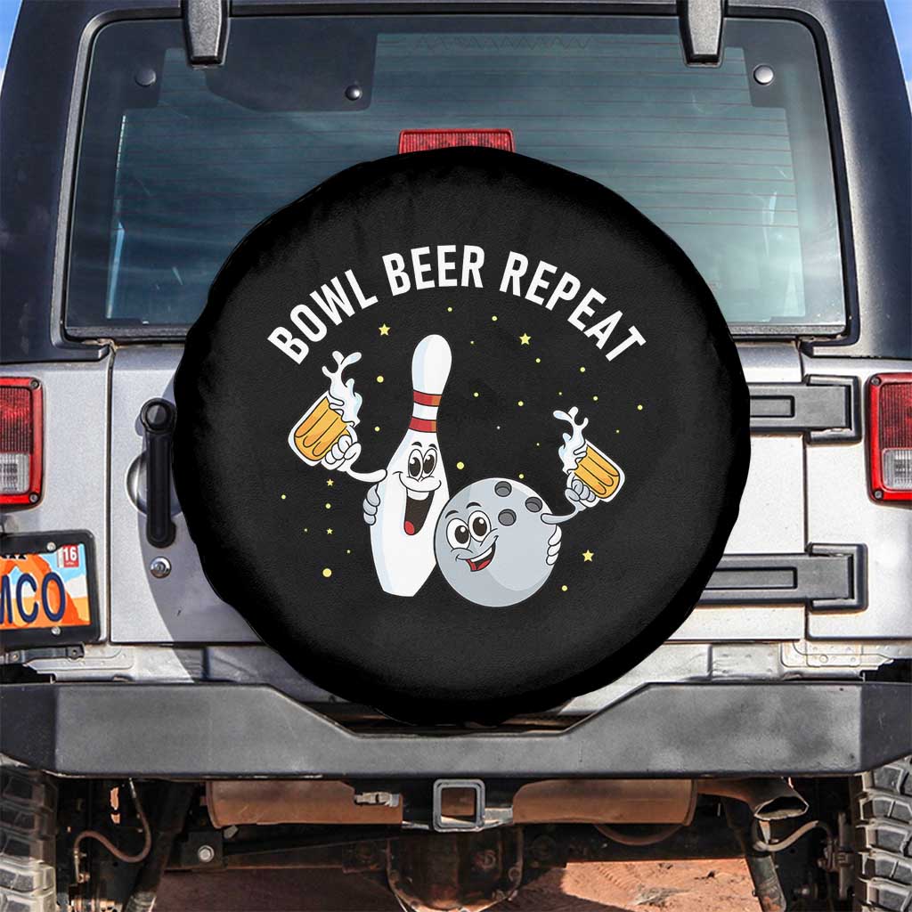 Funny Bowling Beer Lover Gift Spare Tire Cover Bowl Beer Repeat TS12 No hole Black Print Your Wear