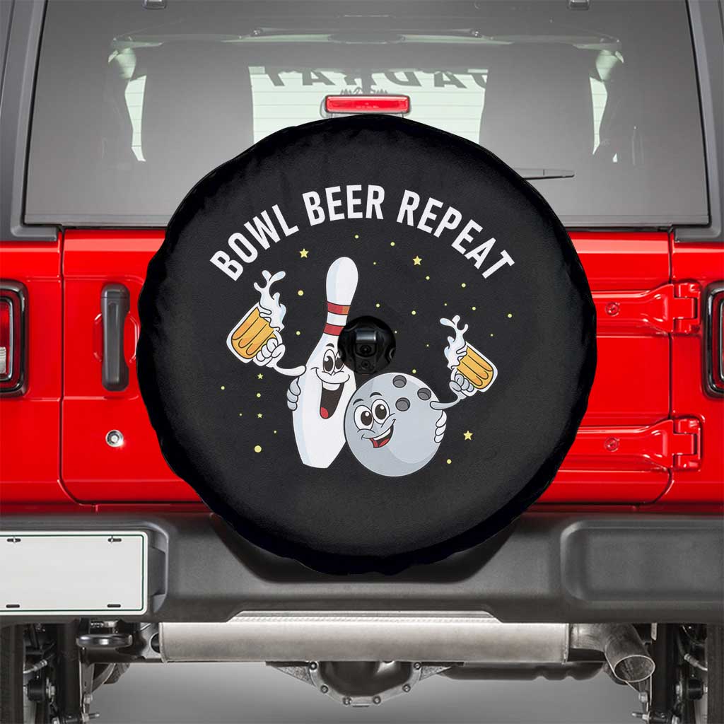 Funny Bowling Beer Lover Gift Spare Tire Cover Bowl Beer Repeat TS12 Black Print Your Wear