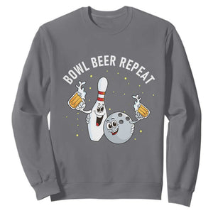 Funny Bowling Beer Lover Gift Sweatshirt Bowl Beer Repeat TS12 Charcoal Print Your Wear