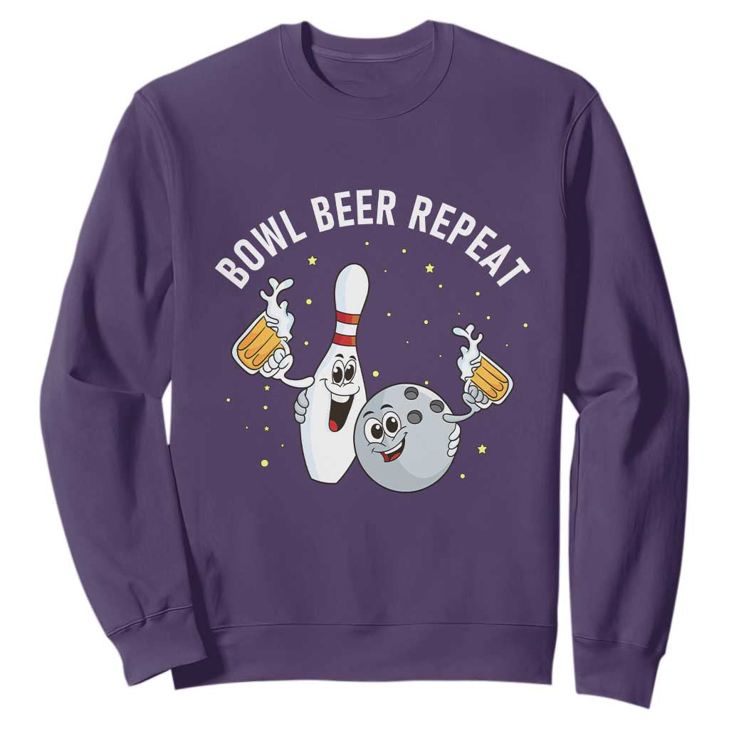 Funny Bowling Beer Lover Gift Sweatshirt Bowl Beer Repeat TS12 Purple Print Your Wear