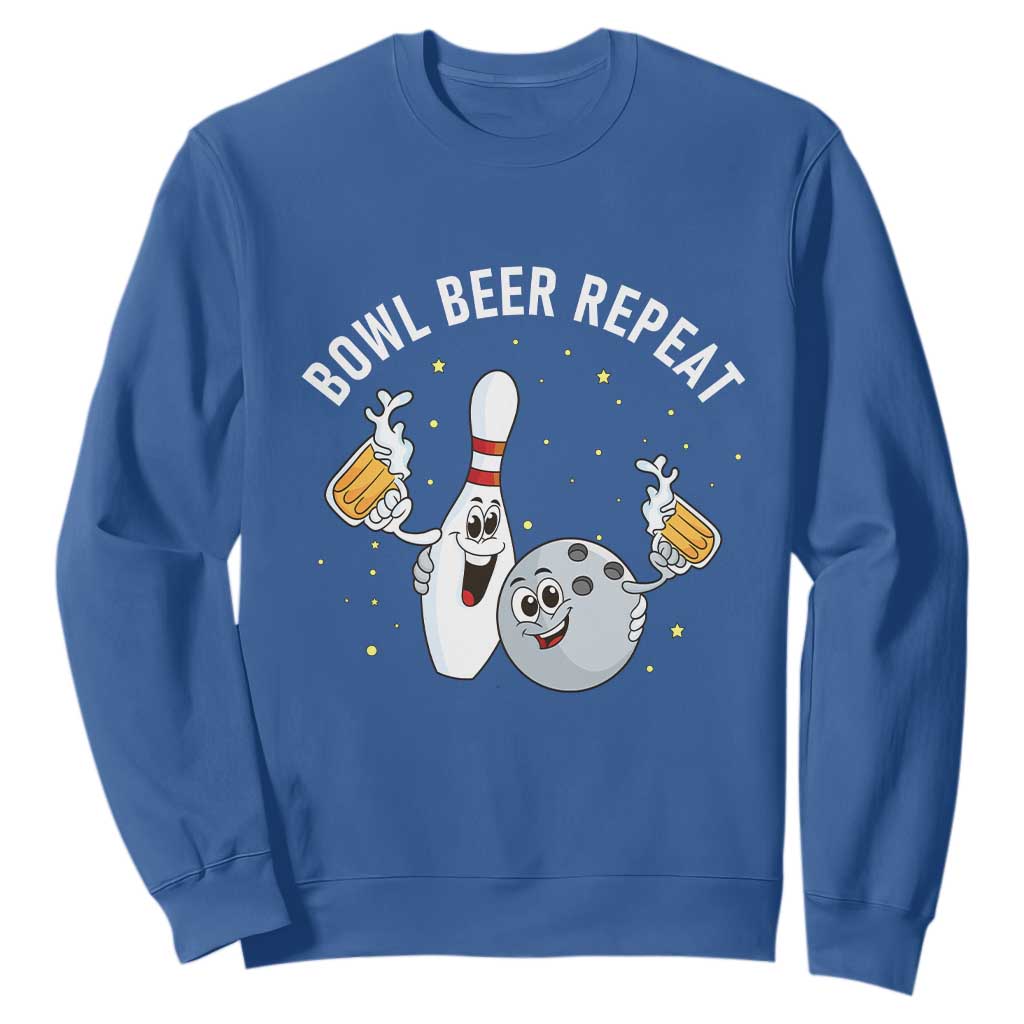 Funny Bowling Beer Lover Gift Sweatshirt Bowl Beer Repeat TS12 Royal Blue Print Your Wear