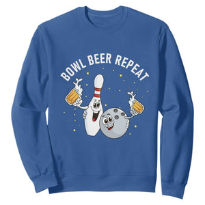 Funny Bowling Beer Lover Gift Sweatshirt Bowl Beer Repeat TS12 Royal Blue Print Your Wear
