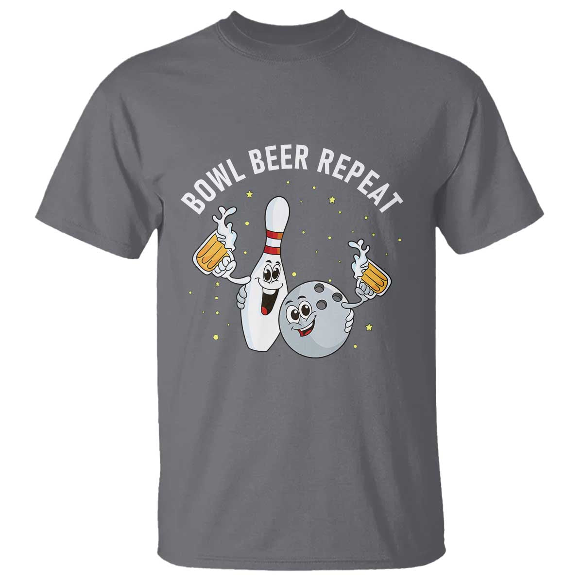 Funny Bowling Beer Lover Gift T Shirt Bowl Beer Repeat TS12 Charcoal Print Your Wear