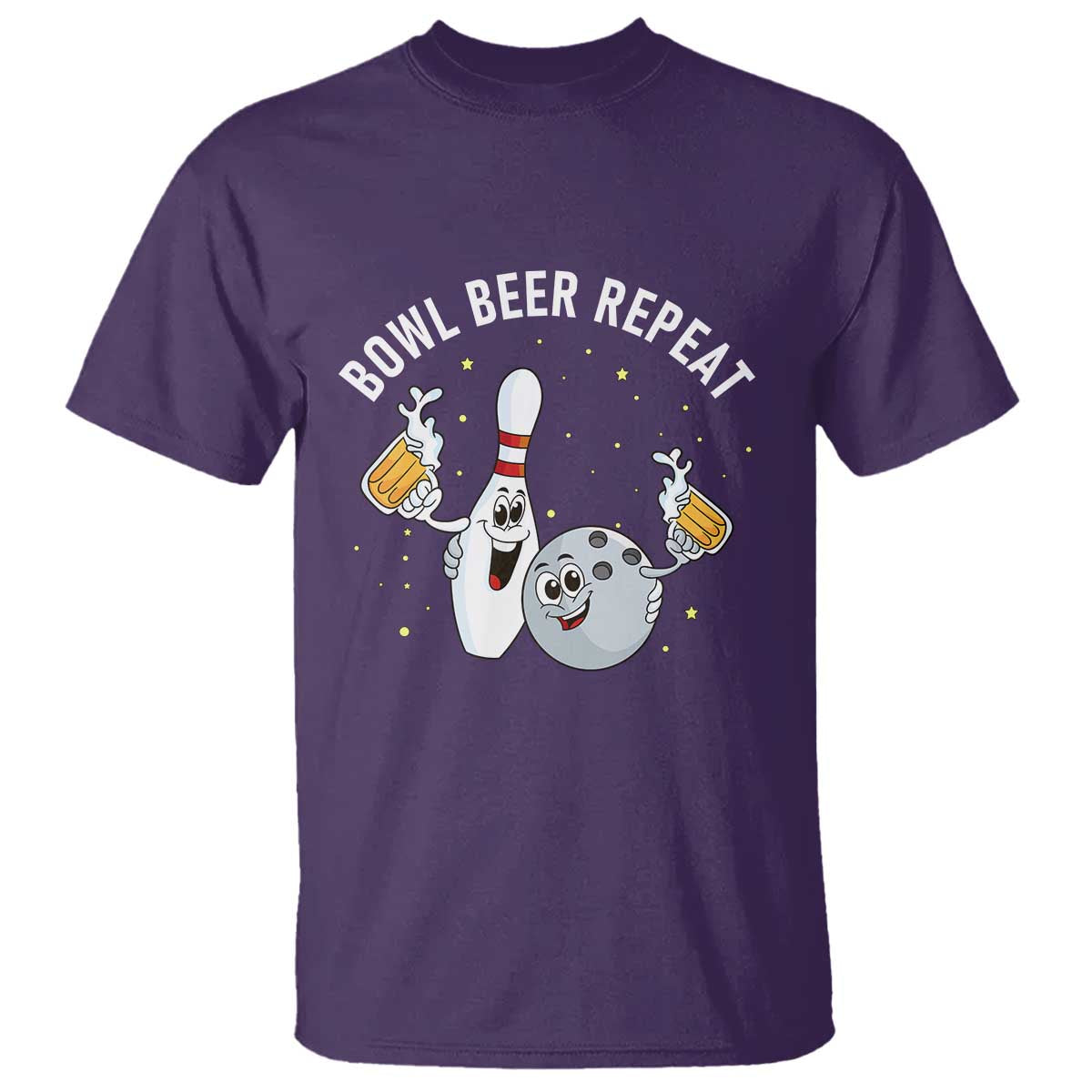Funny Bowling Beer Lover Gift T Shirt Bowl Beer Repeat TS12 Purple Print Your Wear
