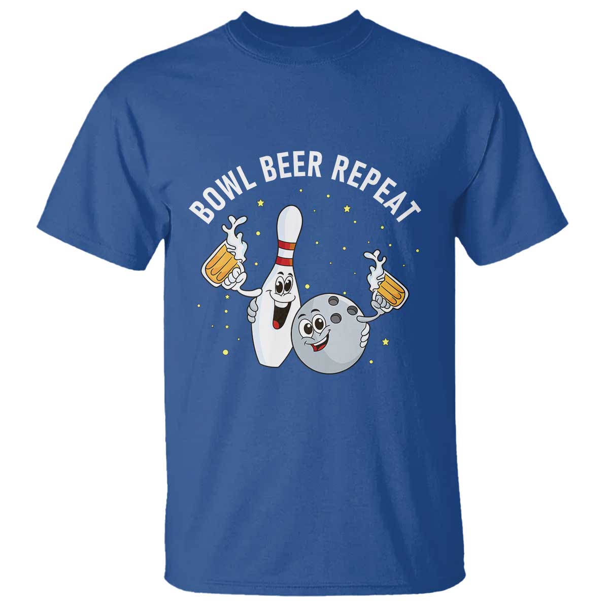 Funny Bowling Beer Lover Gift T Shirt Bowl Beer Repeat TS12 Royal Blue Print Your Wear
